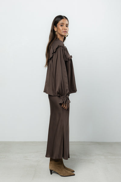 Bluzka Venti Brown Satin Petite