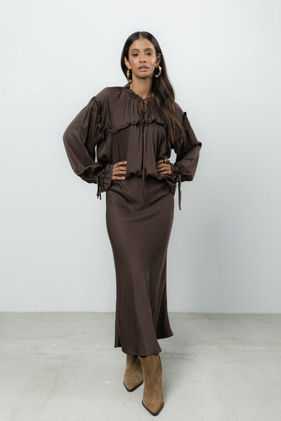 Bluzka Venti Brown Satin Petite