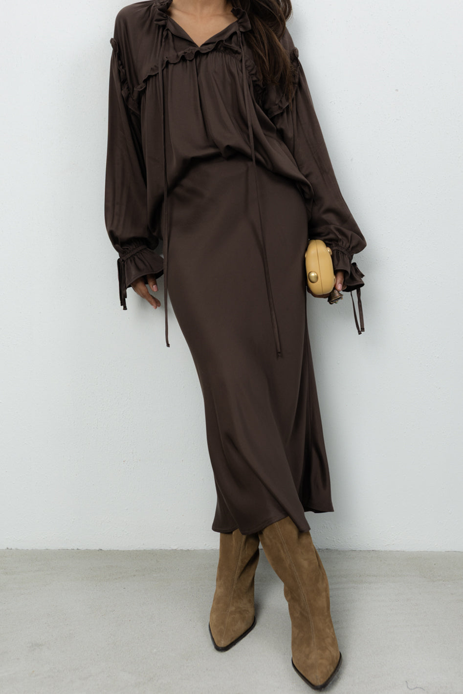 Spódnica Brina Brown Satin Petite