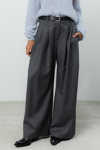 Spodnie Sage Grey Stripes Wool Petite