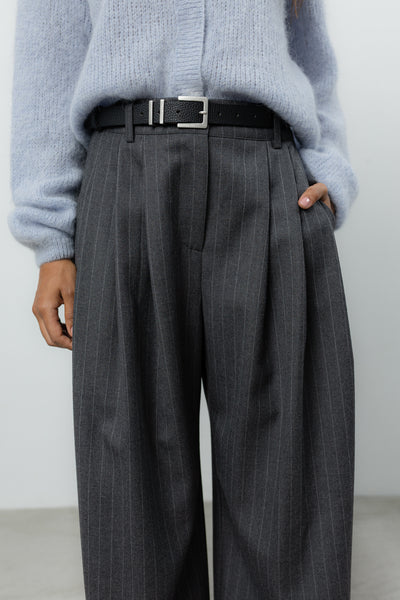 Spodnie Sage Grey Stripes Wool Petite