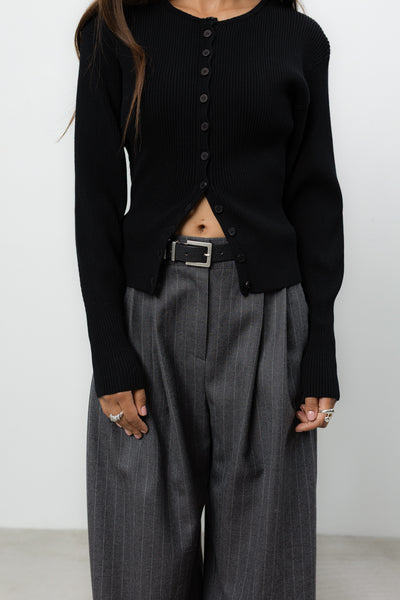 Spodnie Sage Grey Stripes Wool Petite