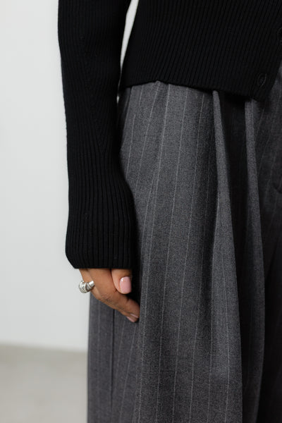 Spodnie Sage Grey Stripes Wool Petite