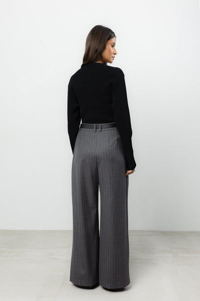Spodnie Sage Grey Stripes Wool Petite