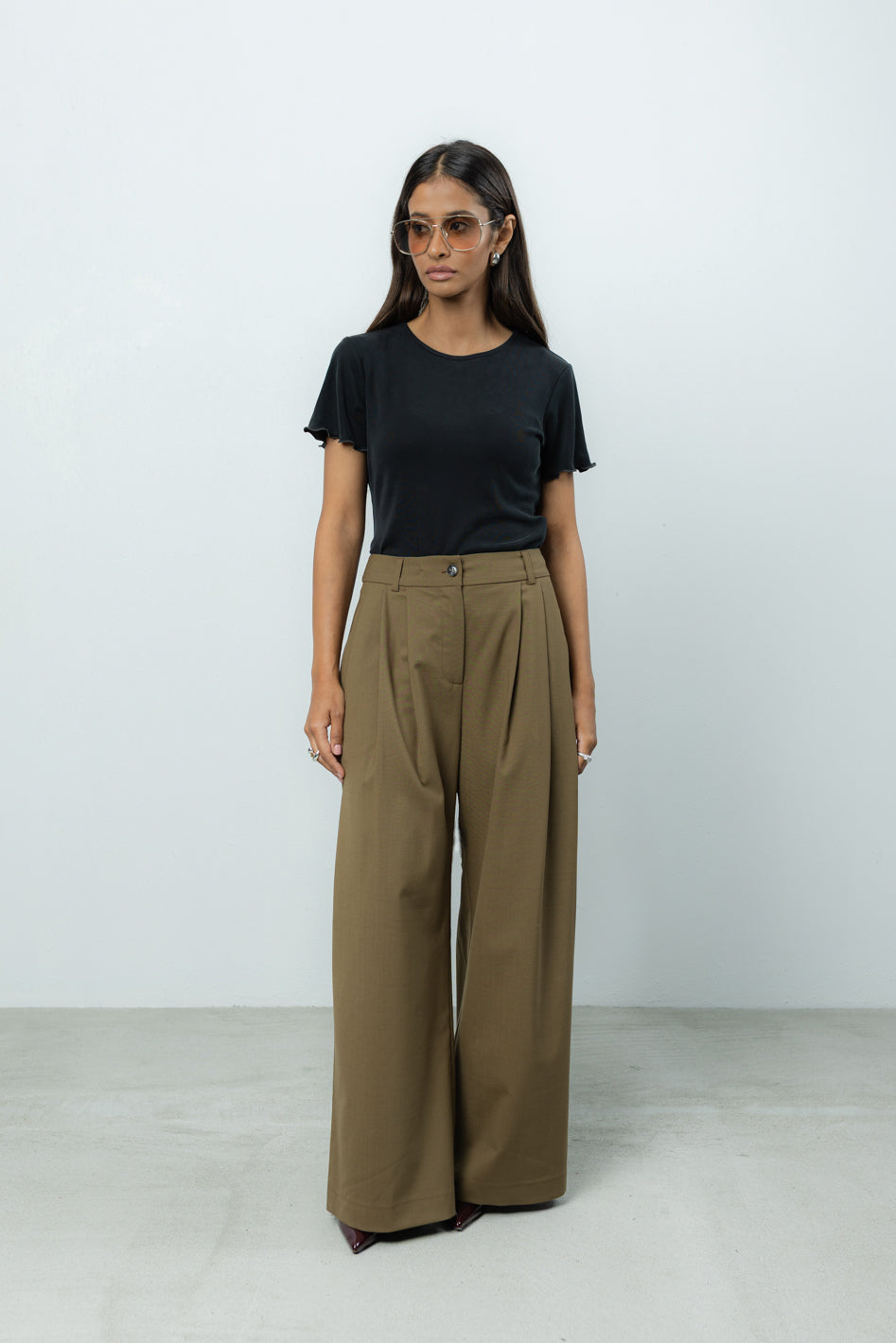 Spodnie Sage Khaki Wool Petite