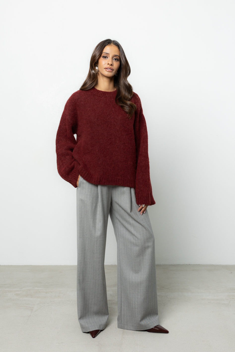 Spodnie Dilas Grey Stripes Wool Petite