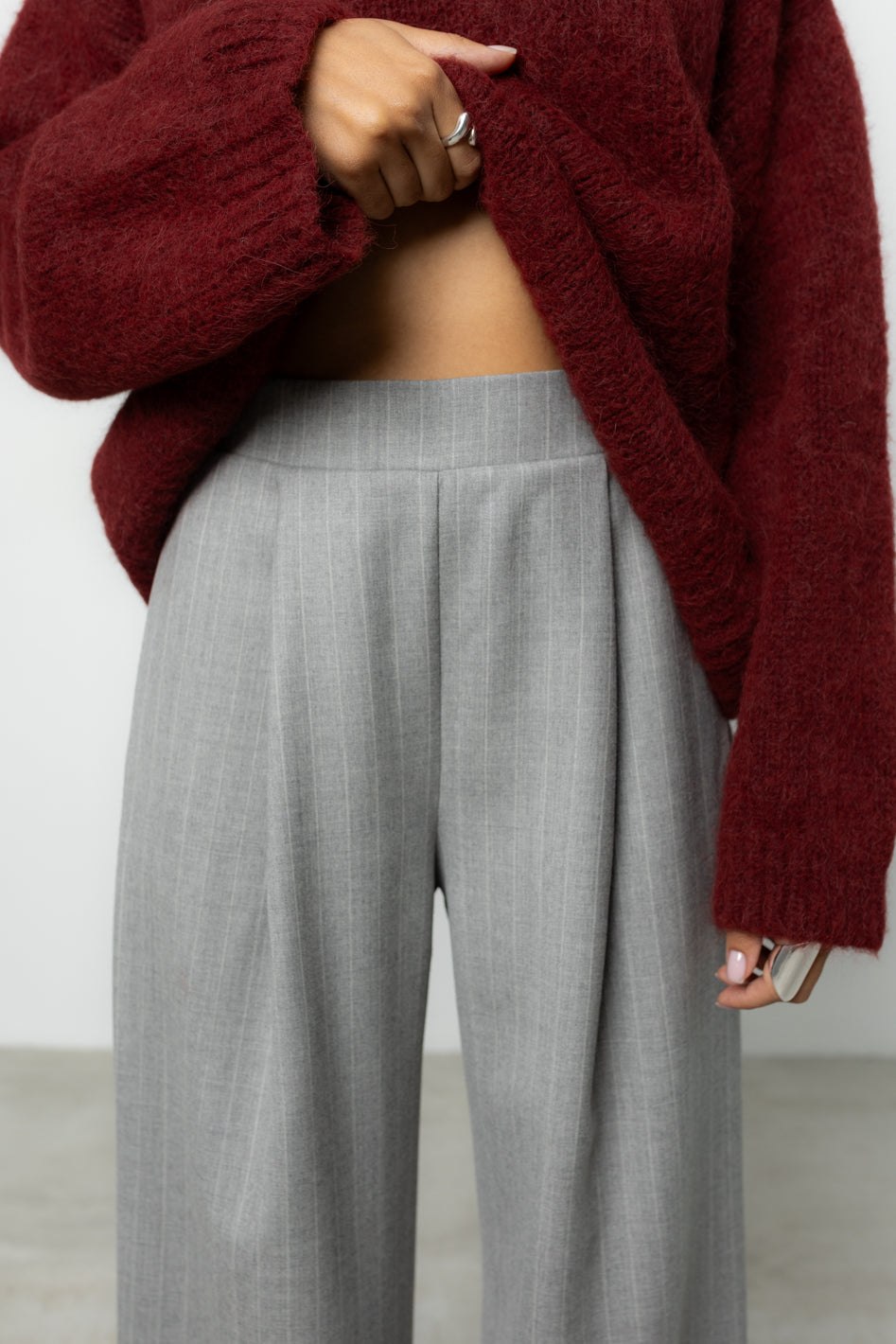 Spodnie Dilas Grey Stripes Wool Petite