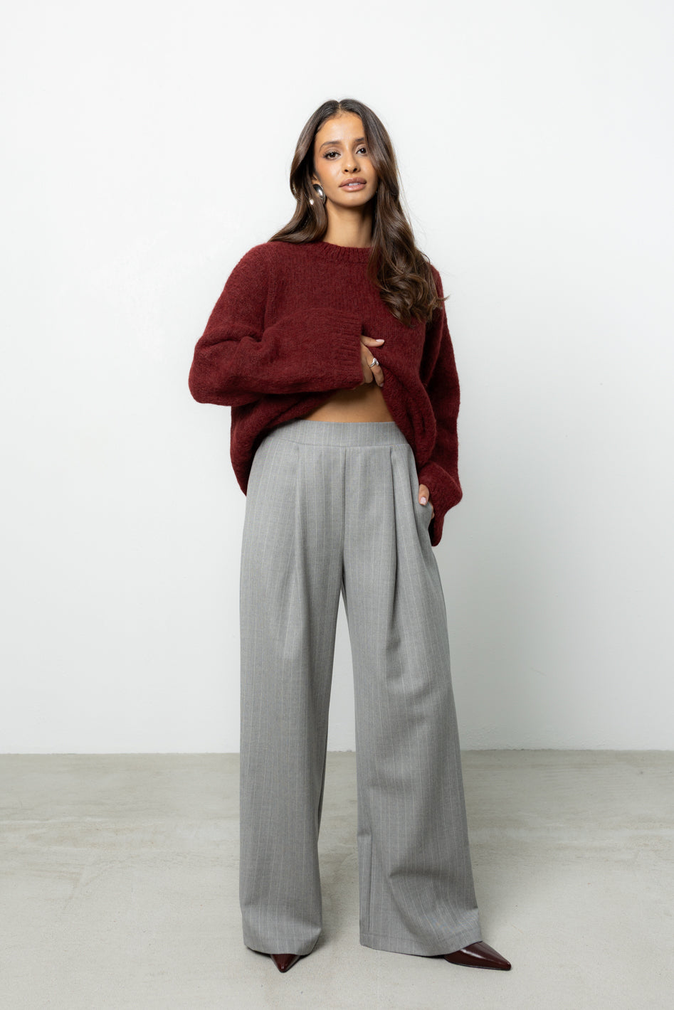 Spodnie Dilas Grey Stripes Wool Petite