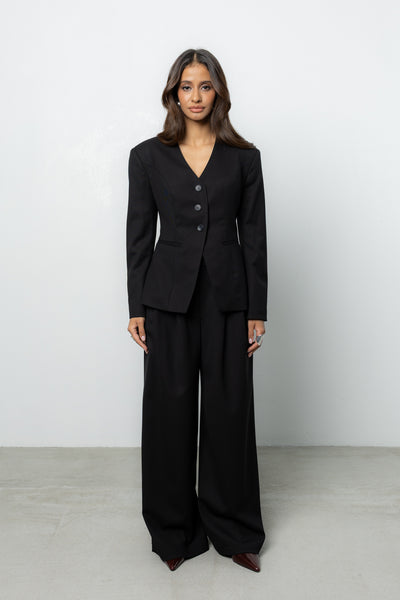 Spodnie Grego Black Wool Petite