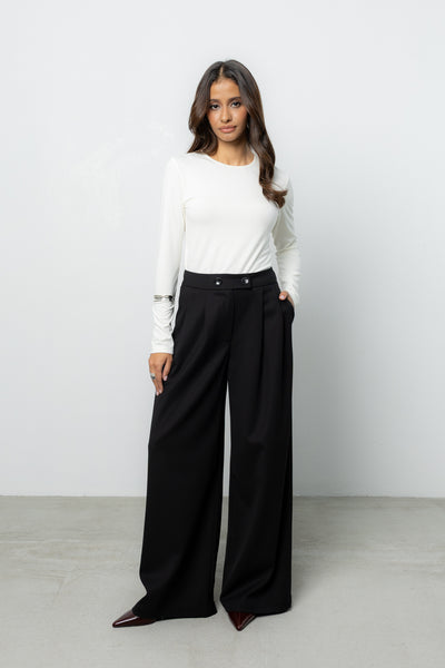 Spodnie Grego Black Wool Petite