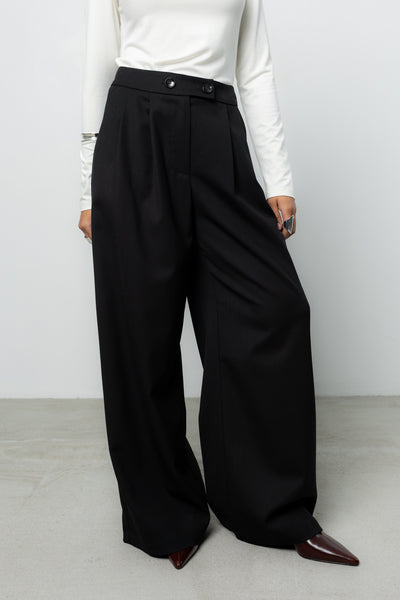 Spodnie Grego Black Wool Petite