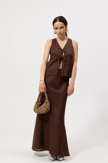 Kamizelka Pola Chocolate Linen Petite