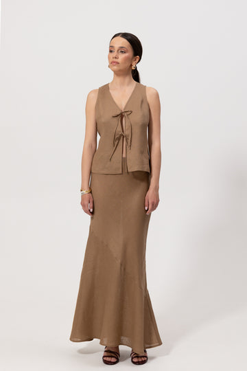 Spódnica Freya Beige Linen Petite