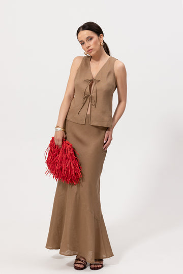 Spódnica Freya Beige Linen Petite
