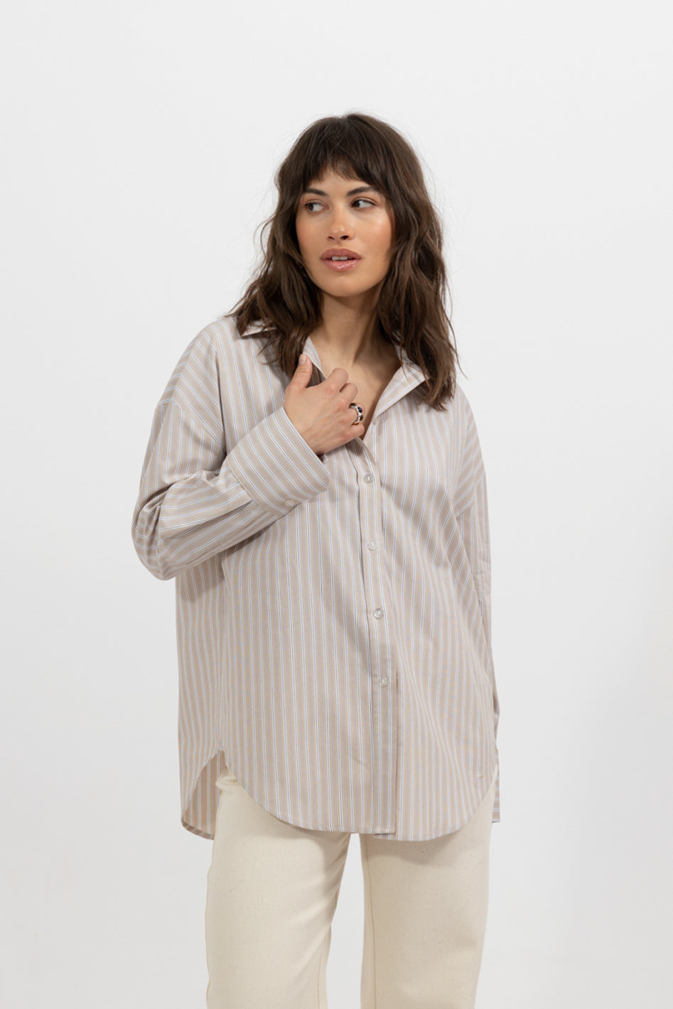 Koszula Menza Stripes Beige Petite