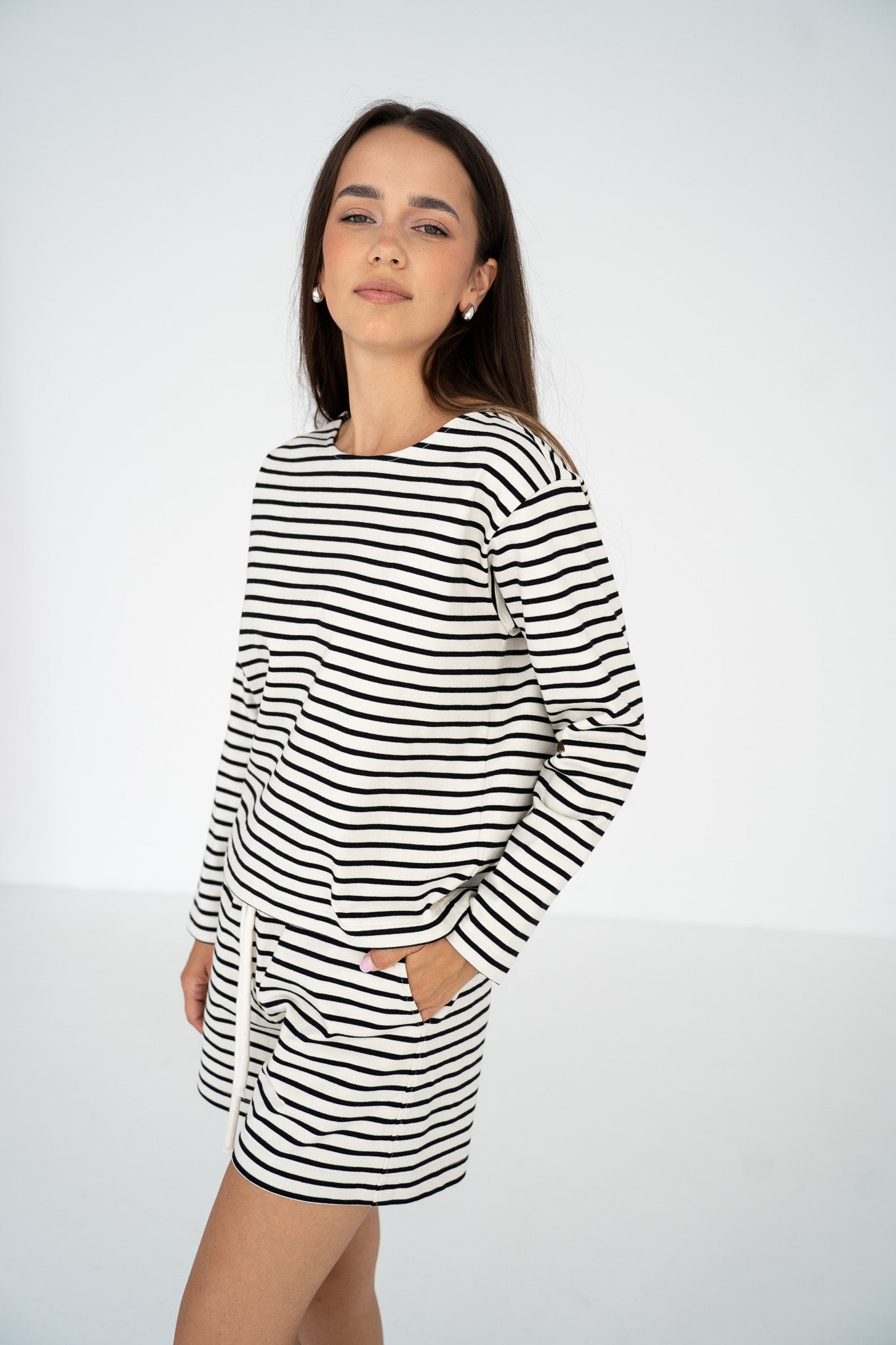 Longsleeve Loren Ecru Stripes Petite