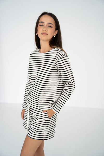 Longsleeve Loren Ecru Stripes Petite