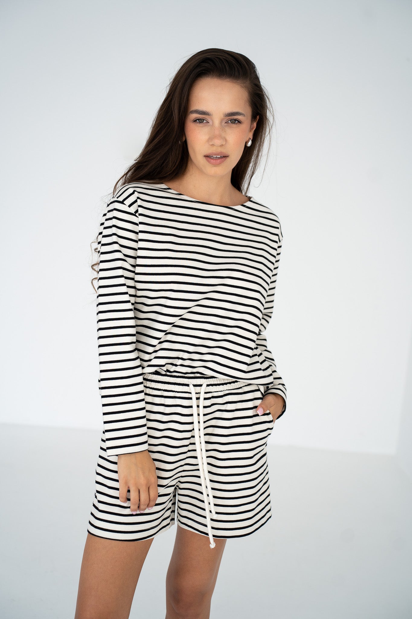 Longsleeve Loren Ecru Stripes Petite