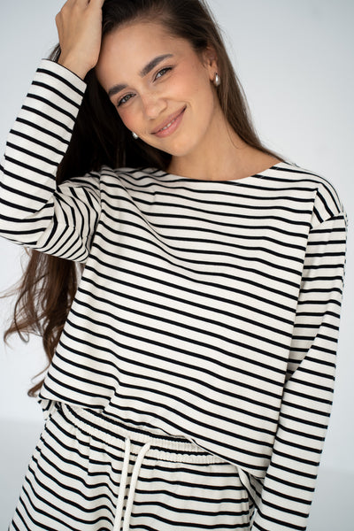 Longsleeve Loren Ecru Stripes Petite