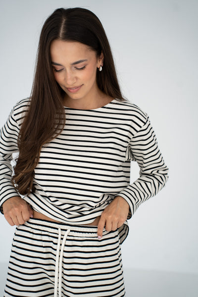 Longsleeve Loren Ecru Stripes Petite