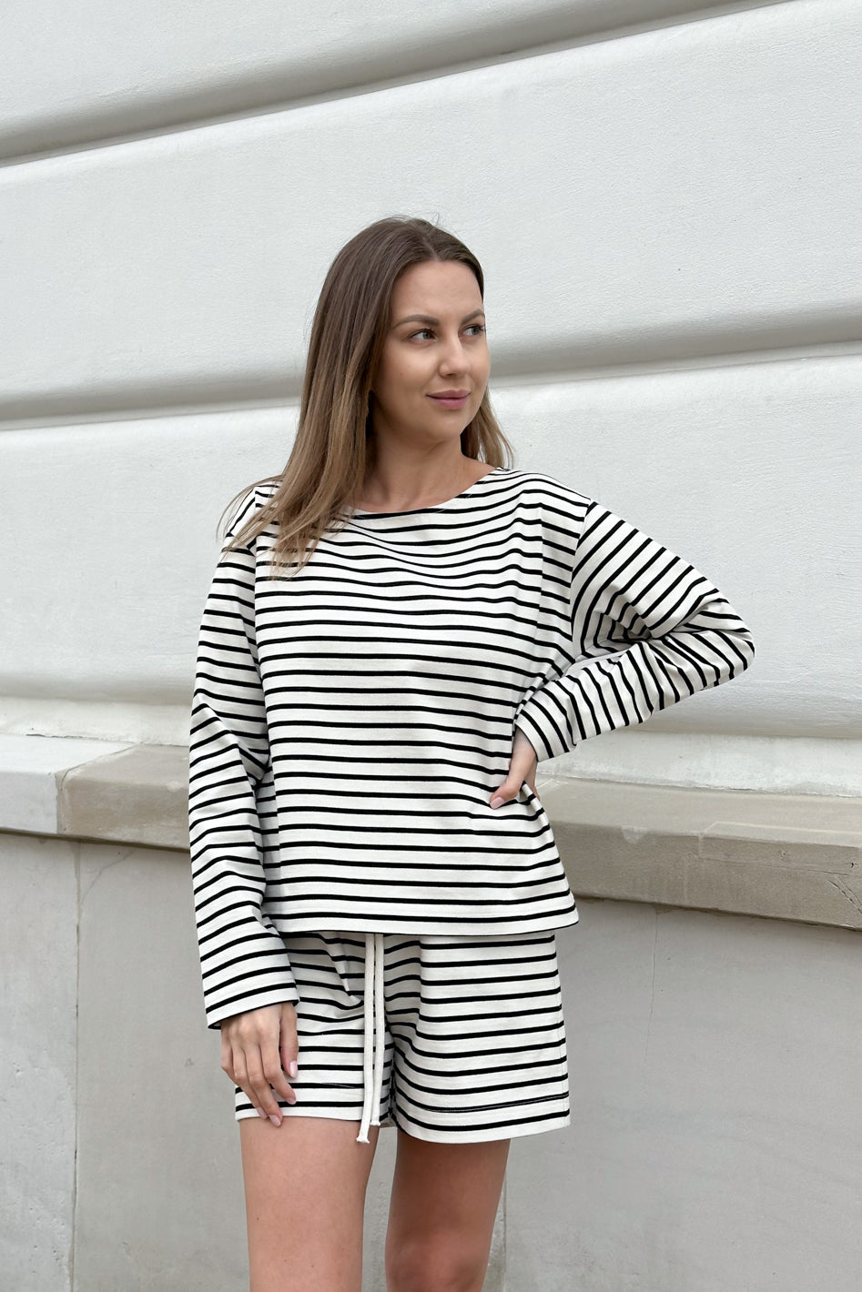 Longsleeve Loren Ecru Stripes Petite