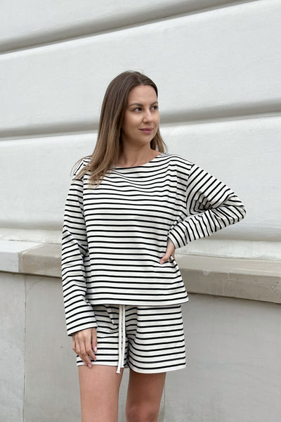 Longsleeve Loren Ecru Stripes Petite