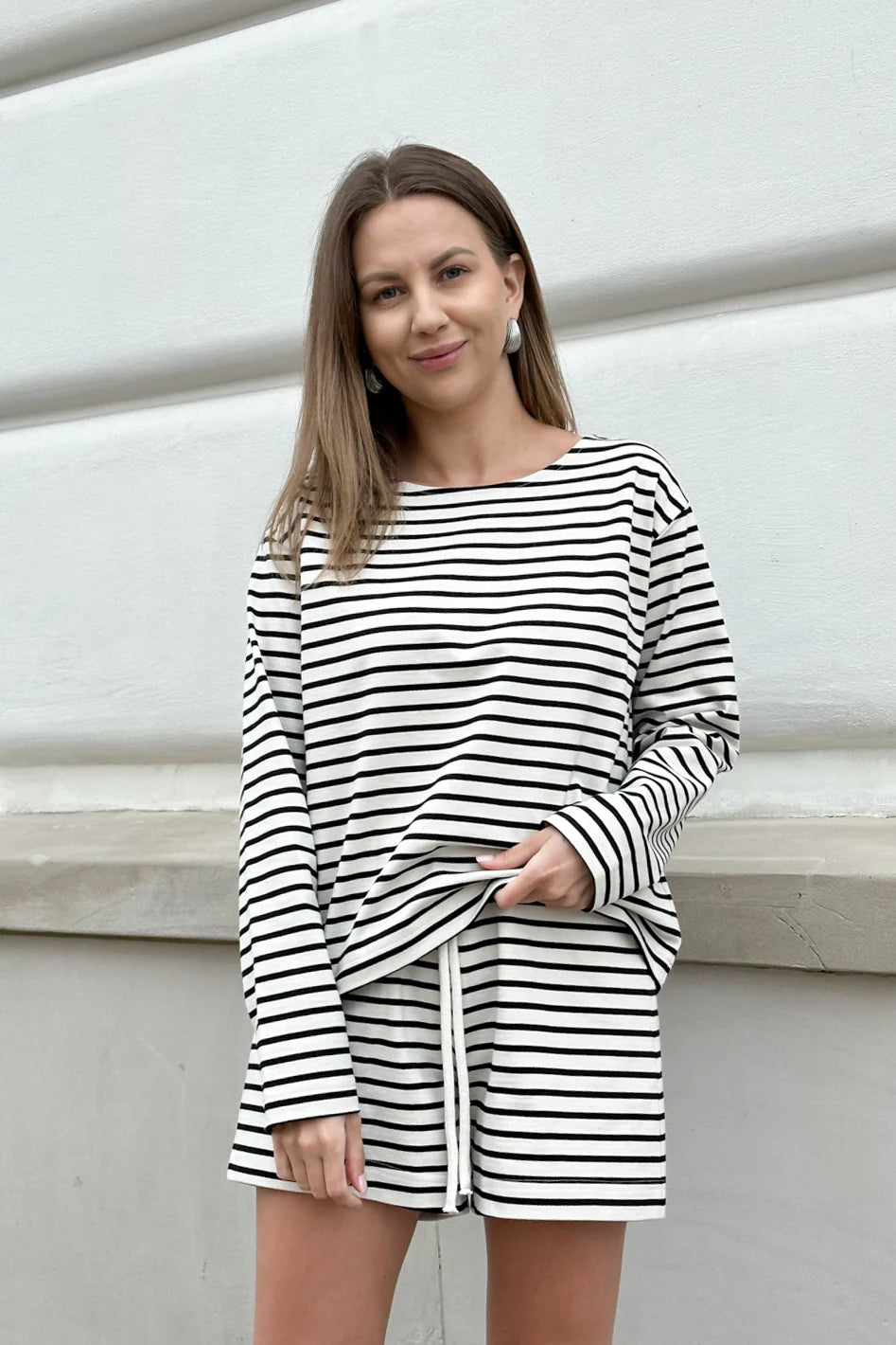 Longsleeve Loren Ecru Stripes Petite