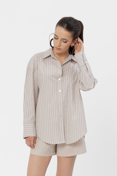 Koszula Menza Stripes Beige Petite