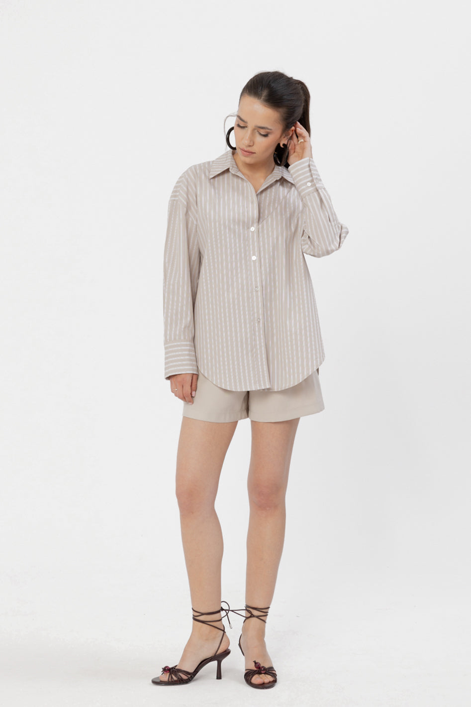Koszula Menza Stripes Beige Petite