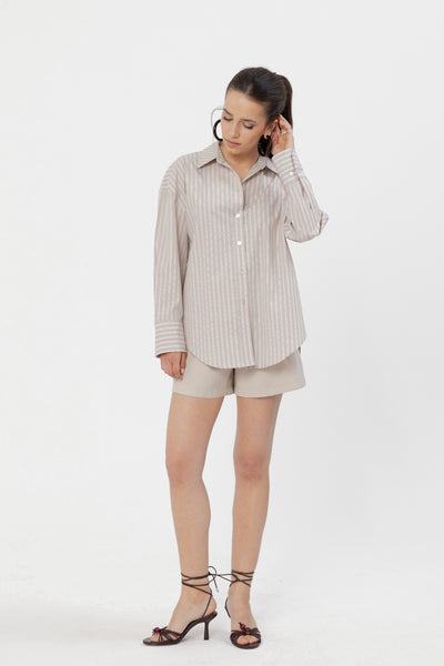Koszula Menza Stripes Beige Petite