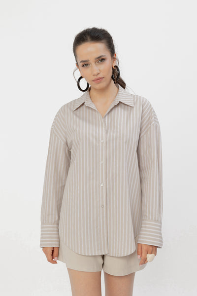 Koszula Menza Stripes Beige Petite