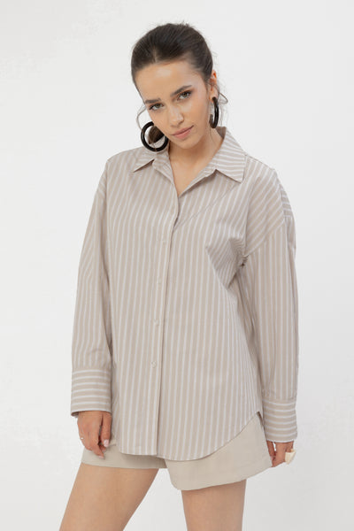 Koszula Menza Stripes Beige Petite