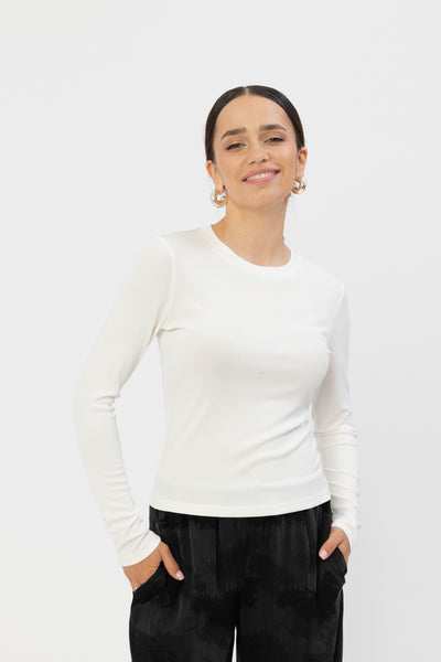 Longsleeve Selmo New White Petite