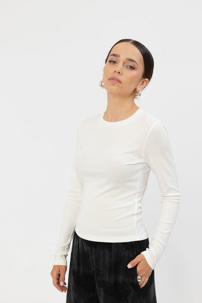 Longsleeve Selmo New White Petite