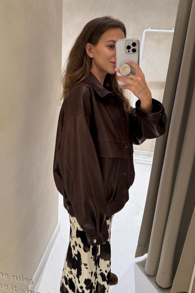 PREORDER Kurtka Loara Leather Brown Petite PREMIUM LIMITED