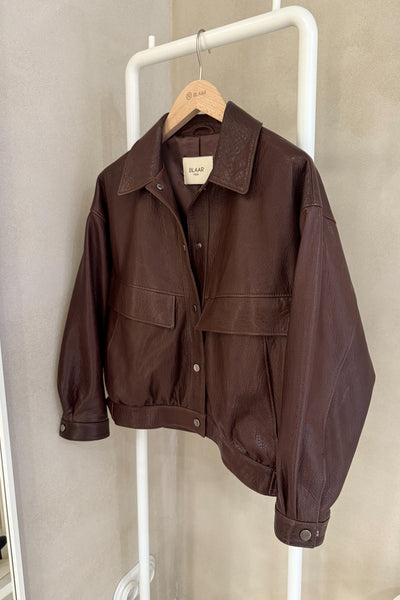 PREORDER Kurtka Loara Leather Brown Petite PREMIUM LIMITED