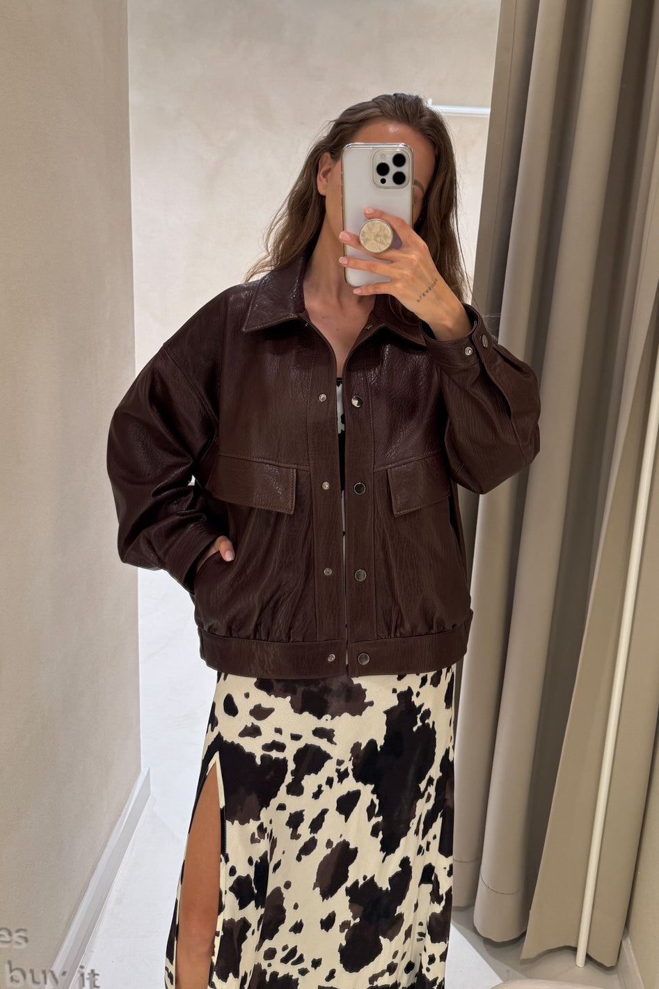 PREORDER Kurtka Loara Leather Brown Petite PREMIUM LIMITED