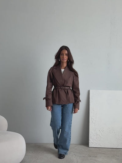 Krótki Trencz Hudson Brown Petite